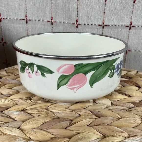 Pfaltzgraff Garden Party (Garden Impressions) Set of 4 Enamel Mixing Bowl Flat - Picture 9 of 11